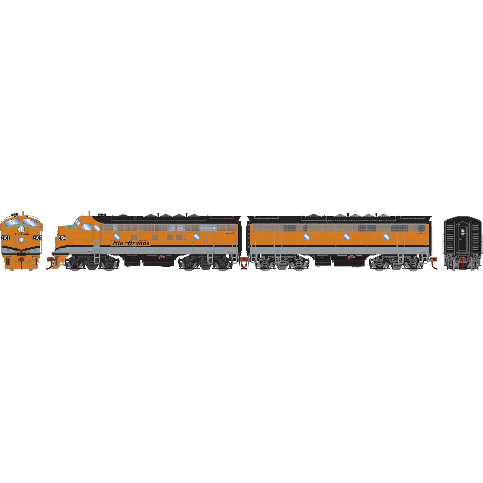 HO F7A/F7B Locomotives with DCC & Sound, DRGW F7A- #5704 F7B- #5702