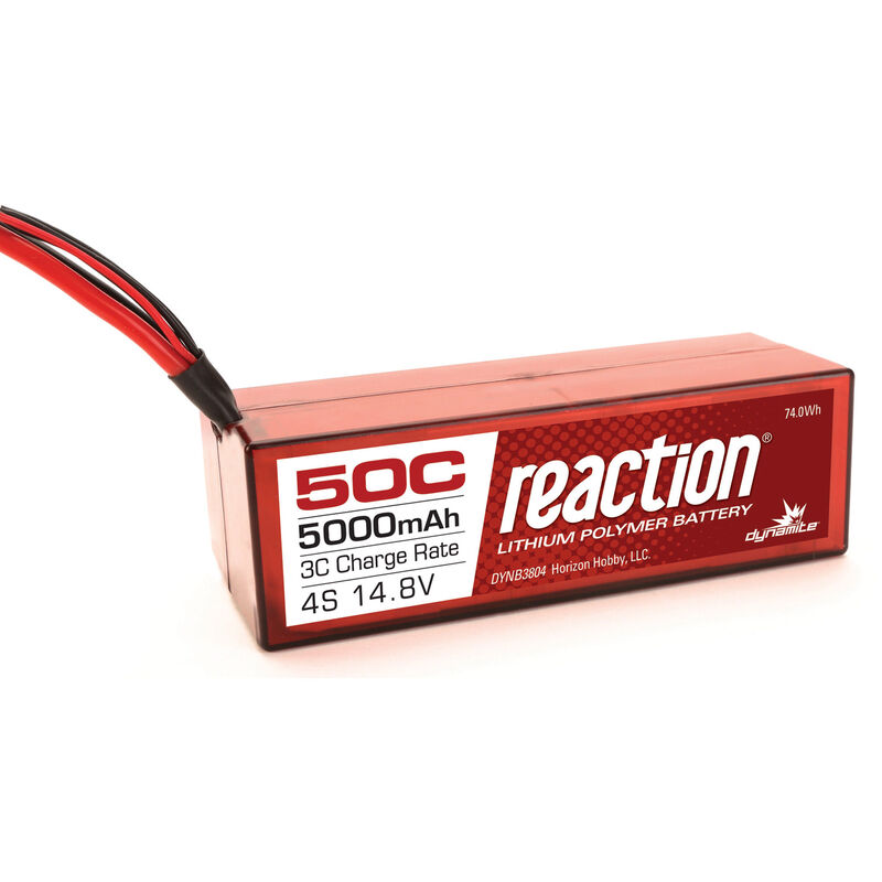 Reaction 14.8V 5000mAh 4S 50C LiPo, Hardcase, Deans