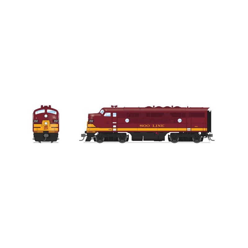 HO  EMD F3A Locomotive, SOO 202B, Maroon & Imitation Gold