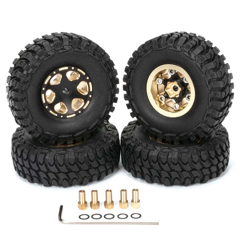 Brass Weight Add-On (4) Wheels & Tires 175g Total for Axial SCX24 O,D.=55mm