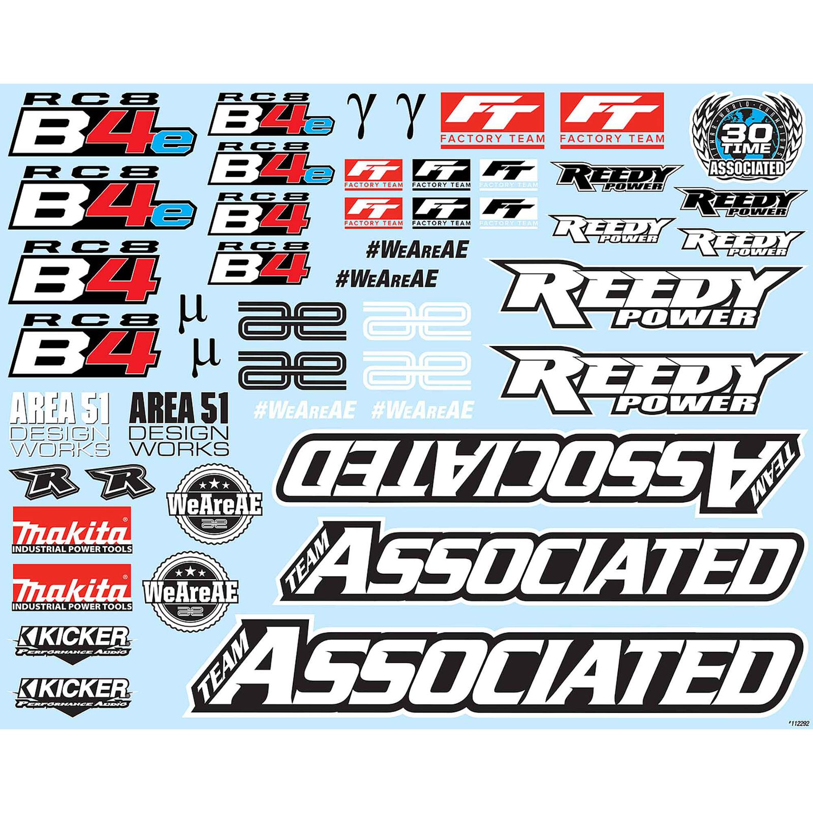 Decal Sheet, 1/8 Team Associated RC8B4