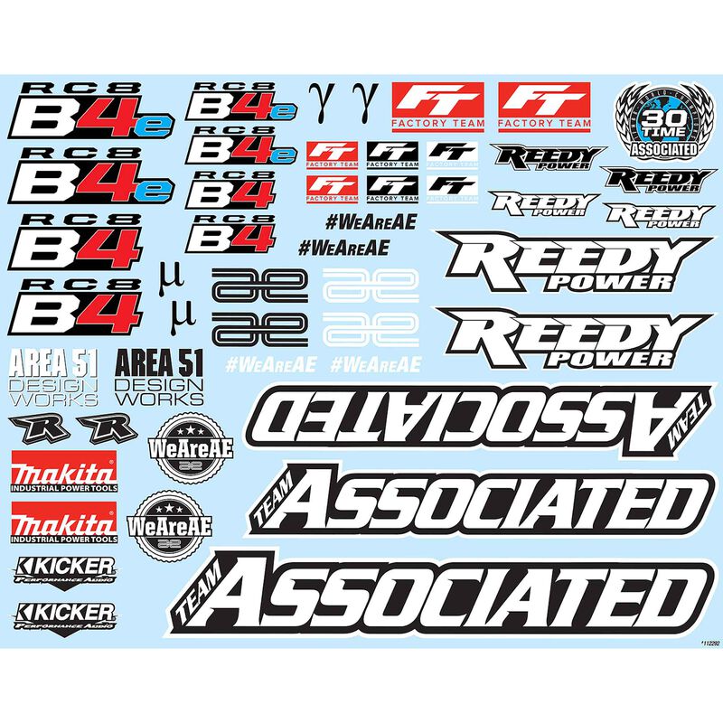 Decal Sheet, 1/8 Team Associated RC8B4