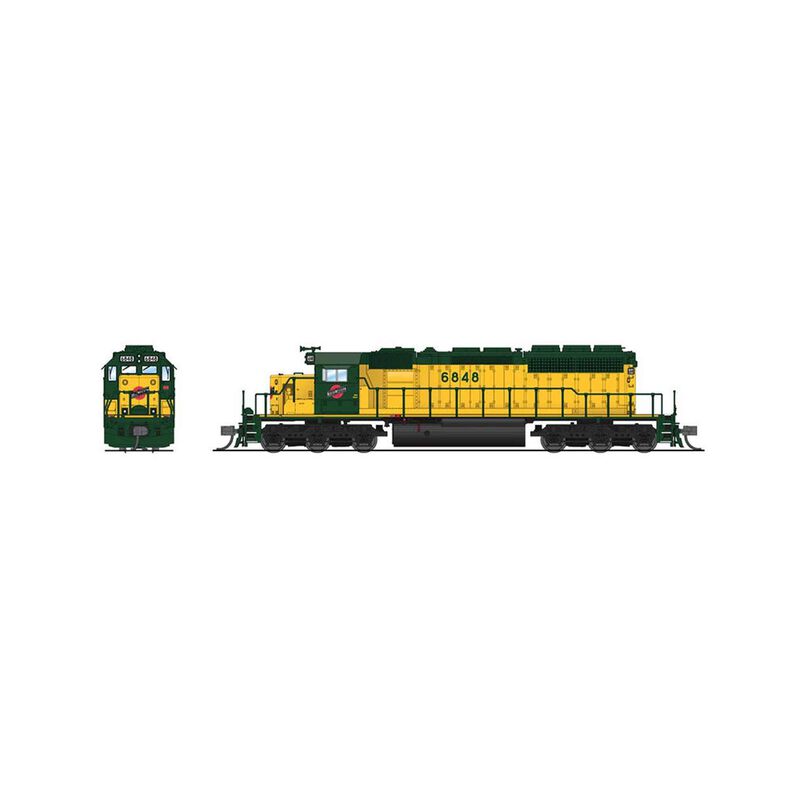 N, EMD SD40-2 Locomotive, CNW 6848, Green & Yellow