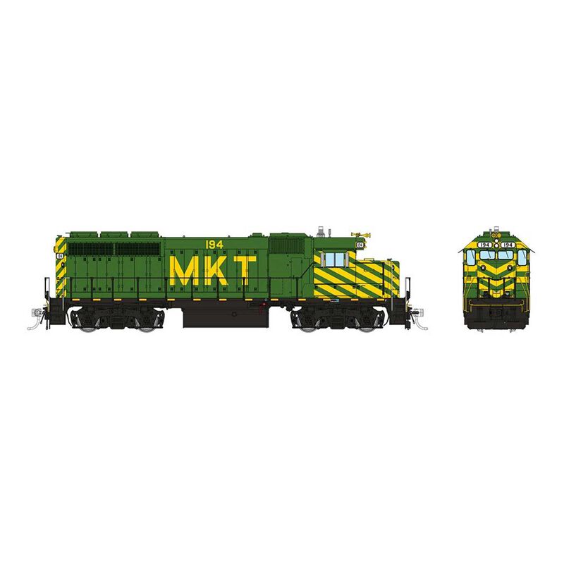 HO EMD GP40 Locomotive, MKT Green & Yellow: #194