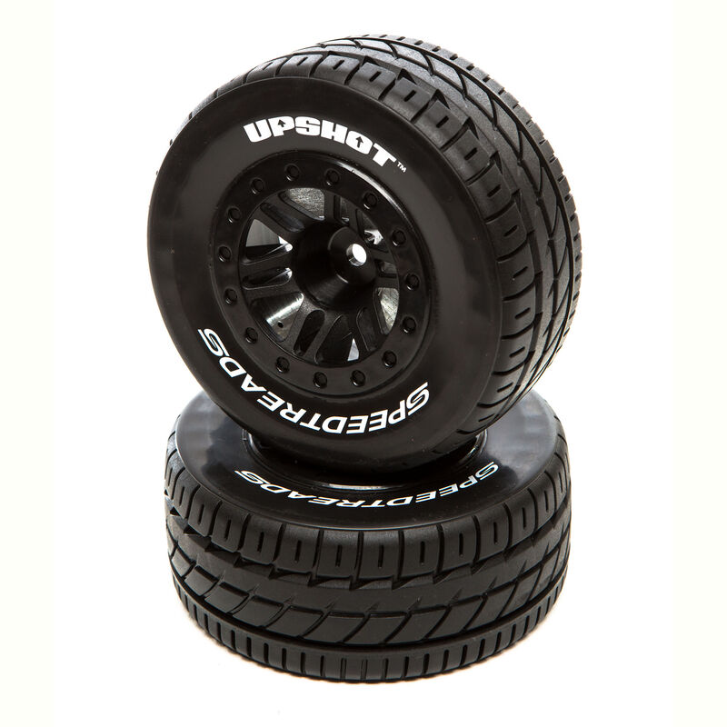 SpeedTreads Upshot SC Tire Front Rear Black Mounted (2): Traxxas Slash/Rustler ECX 4X4