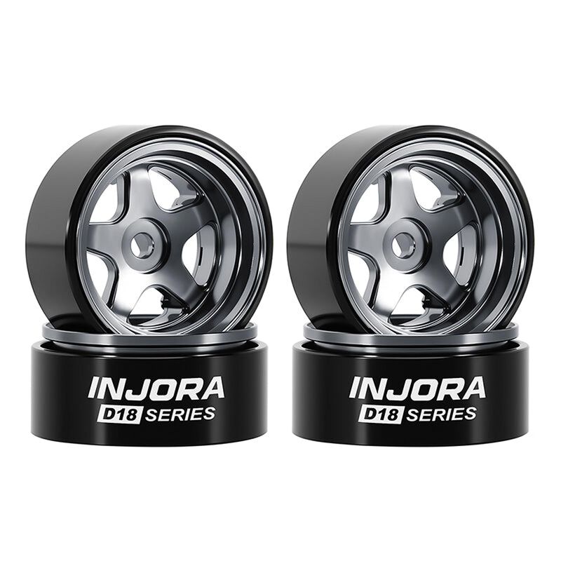 INJORA 1/30 .7" D18 5-Spoke Beadlock Rock Crawler Wheels, Titanium (4)
