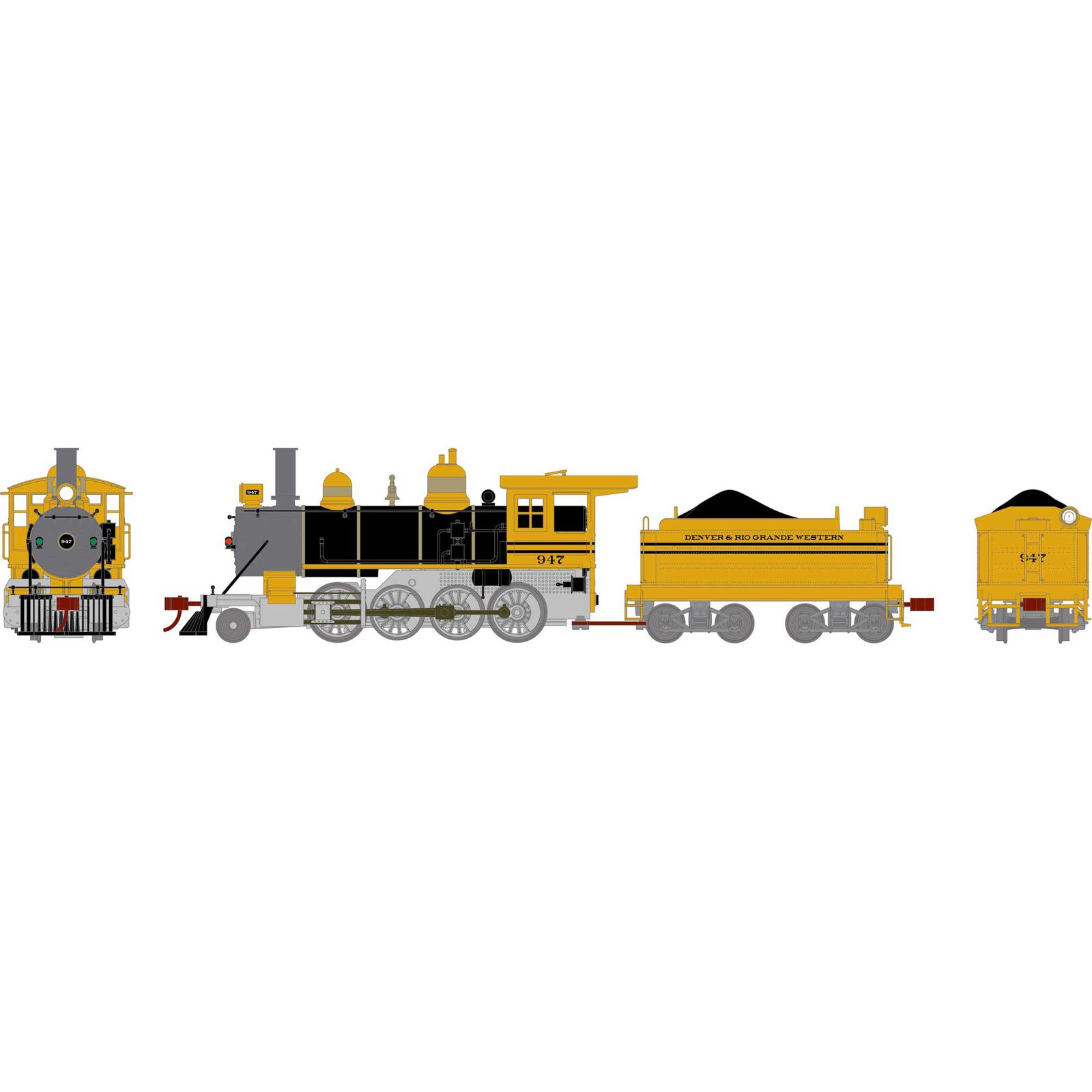HO Old Time 2-8-0 Locomotive, D&RGW #947