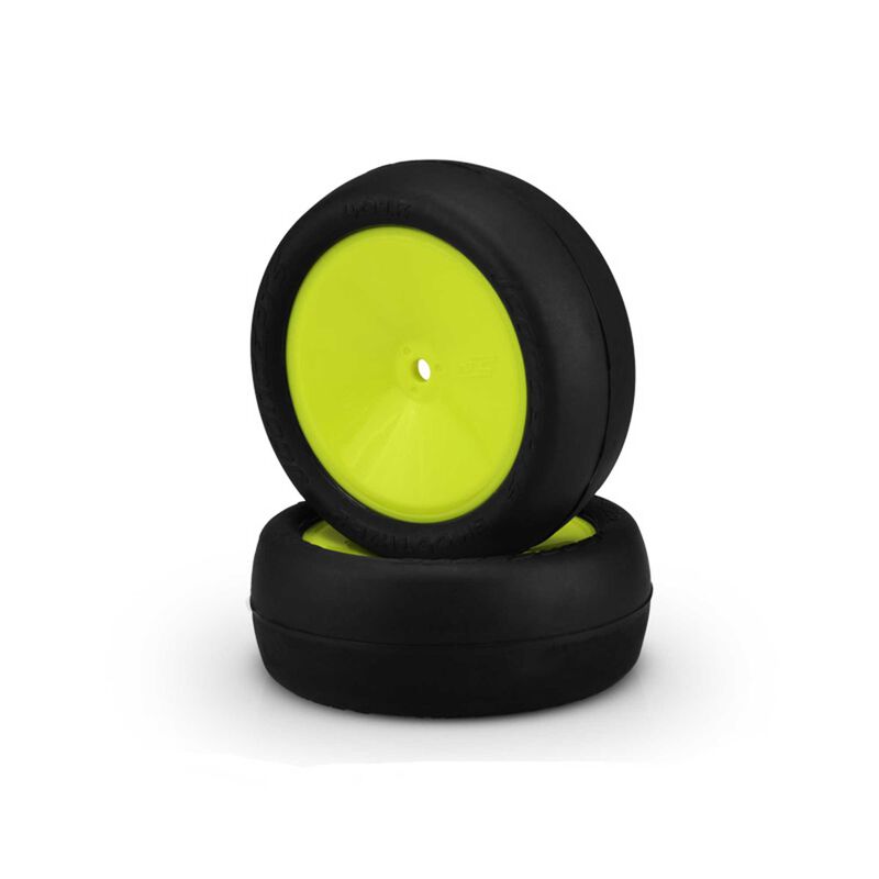 1/10 Smoothie 2 2.2&rdquo; Pre-Mounted Front 2WD Buggy Tires, Yellow Wheels, Silver Compound (2)