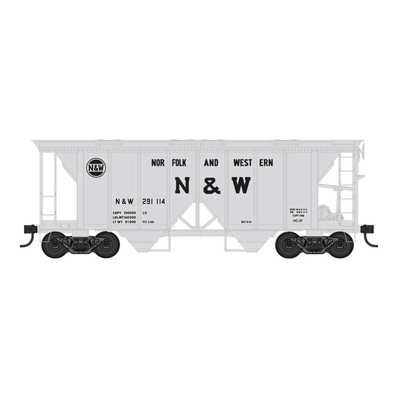 HO 70 Ton 2 Bay Covered Hopper Norfolk & Western Road #291177