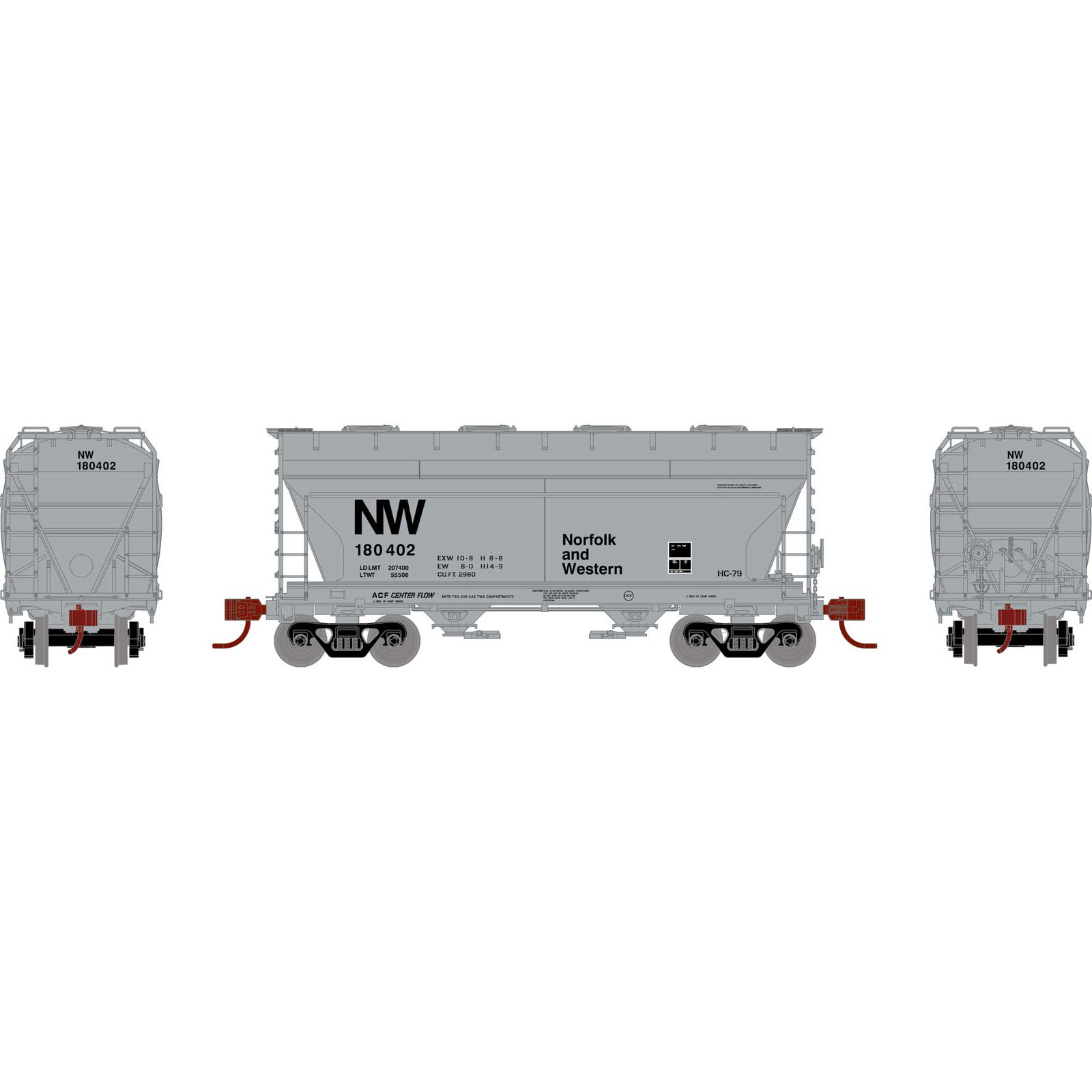 HO RTR ACF 2970 Cover Hopper, N&W #180402