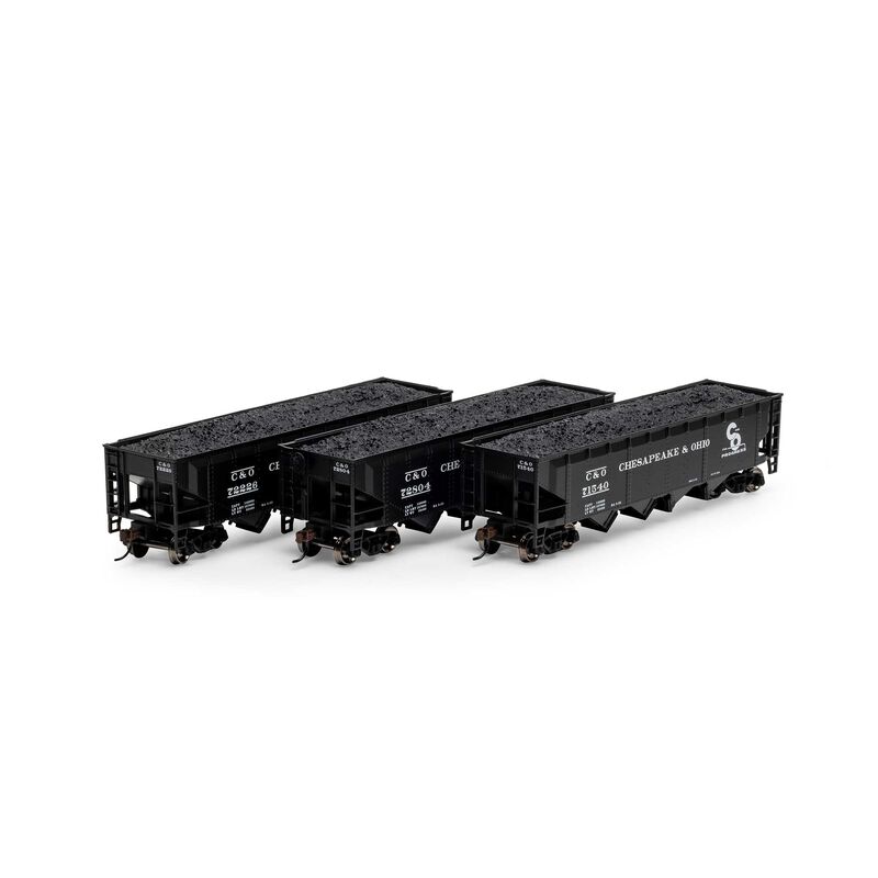 HO 40' 4-Bay Offset Hopper with Load, C&O (3)