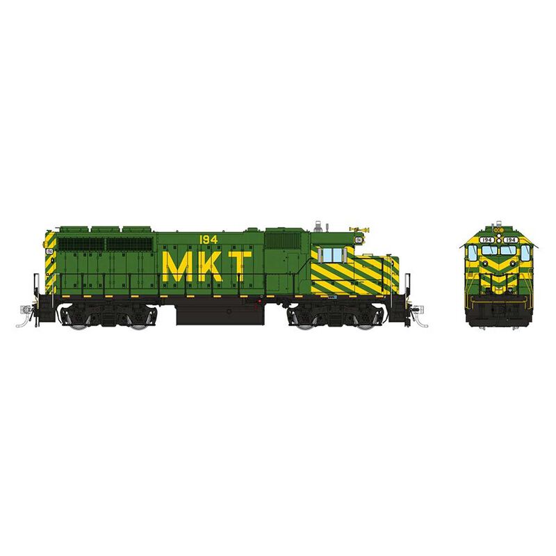 HO EMD GP40 Locomotive with DCC & Sound, MKT Green & Yellow: #194