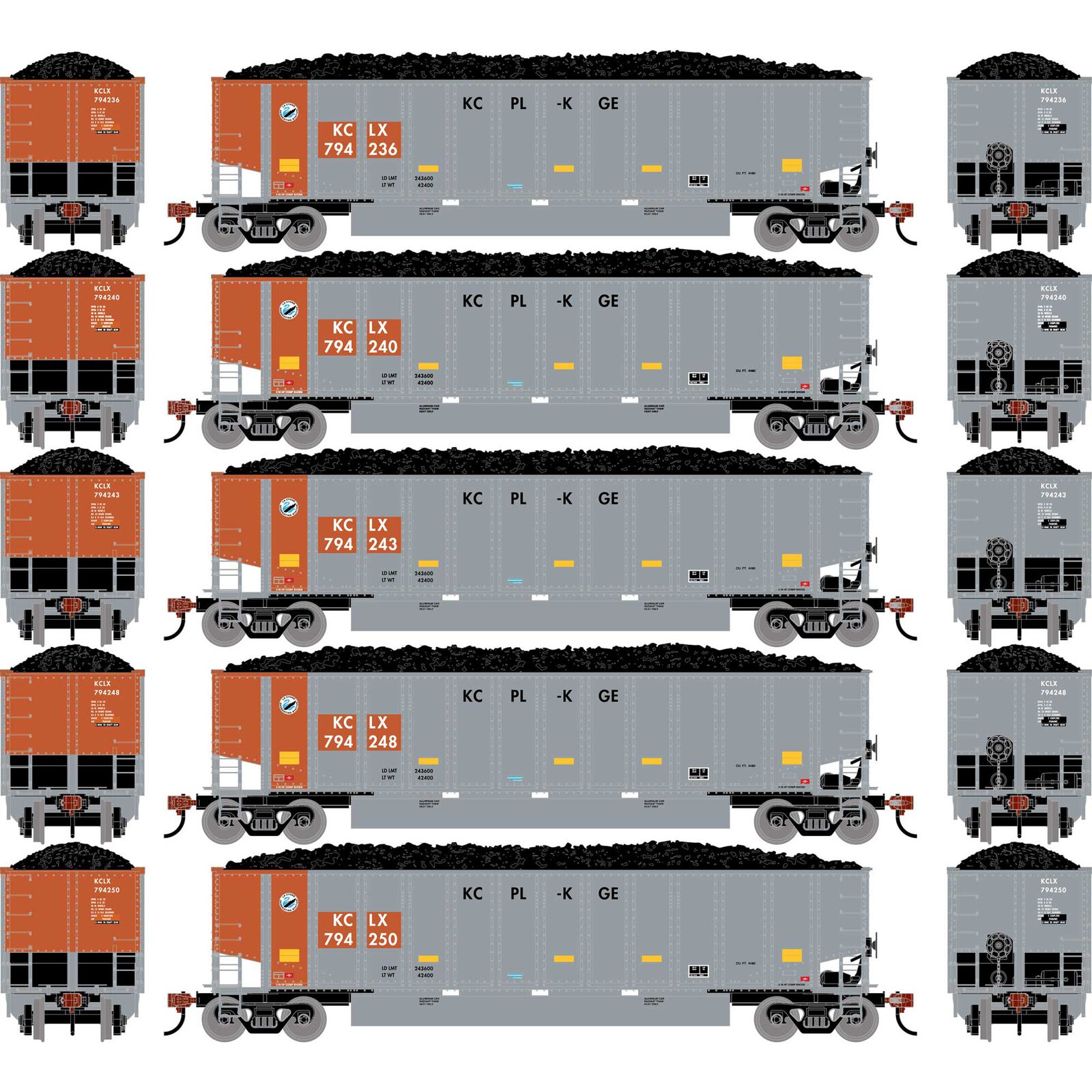 N ATH Bethgon Coalporter w/Coal Load, KCLX #794236/794240/794243/794248/794250 (5)