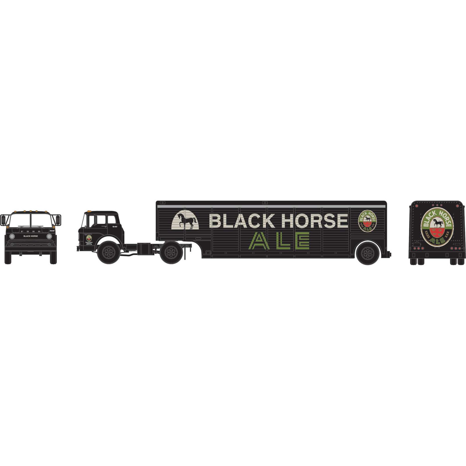 HO Ford C with Beverage Trailer, Black Horse Ale