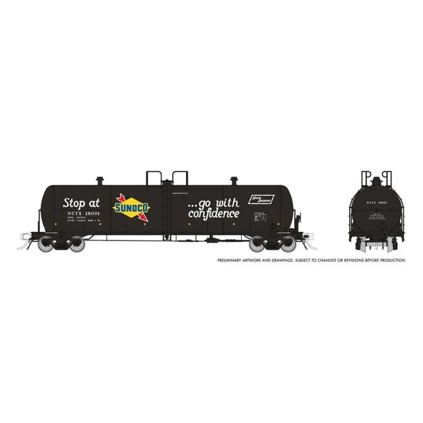 HO Procor 20K gal Tank Car: Sunoco (NCTX): 6-Pack
