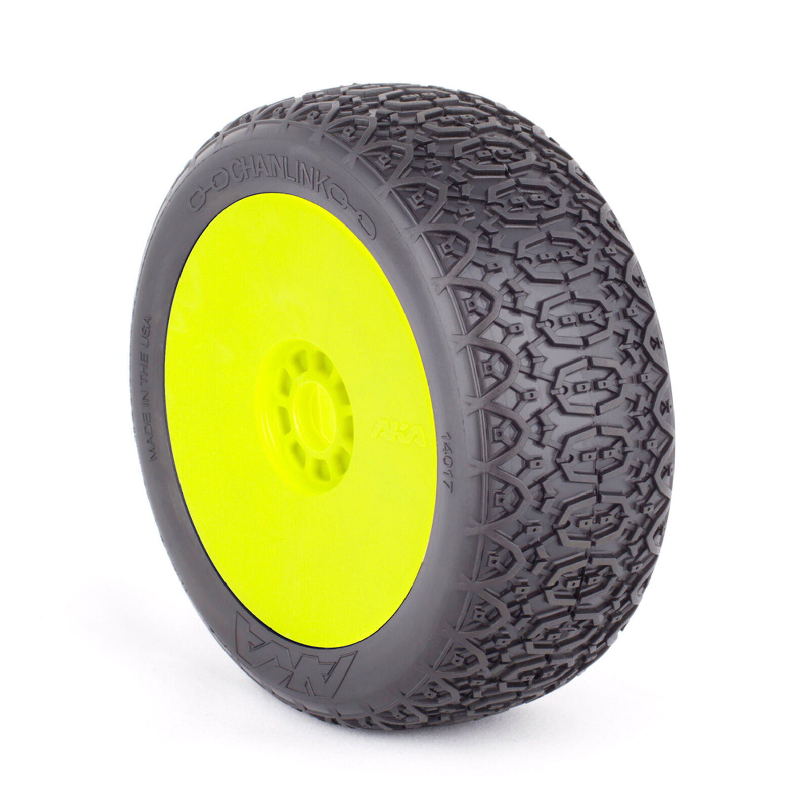 1/8 Chain Link Super Soft Long Wear Pre-Mounted Tires, Yellow Evo Wheels (2): Buggy