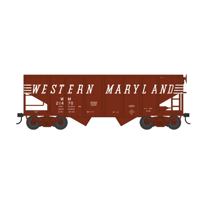 HO 55 Ton Fishbelly Hopper Western Maryland - Speed lettering Rd #21470