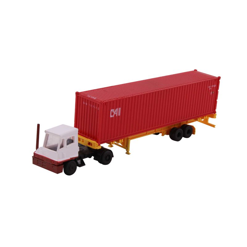 Kato USA, Inc. N Yard Tractor-Trailer w/ 40' Container & Chassis, White