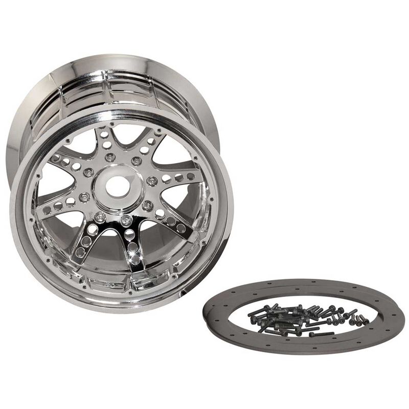 1/8 Oversize 8-Spoke 3.8 Beadlock Wheels, 17mm Hex, Chrome (2)