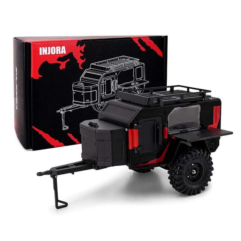 INJORA 1/24 - 1/18 Off-Road Camping Trailer, Black/Red