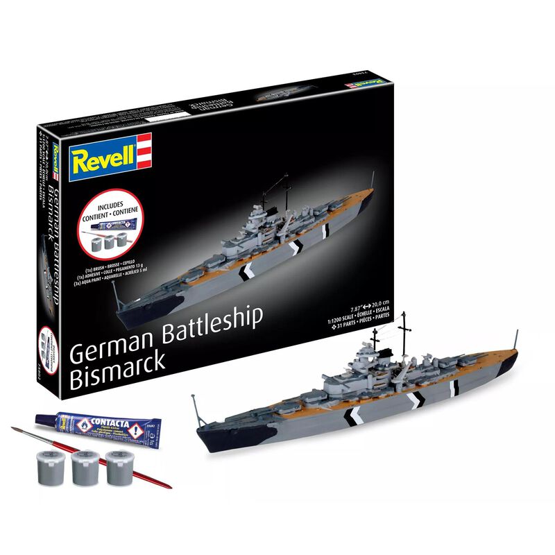 CARRERA REVELL OF AMERICAS INC 1/1200 German Battleship Bismarck All-Included Model Kit