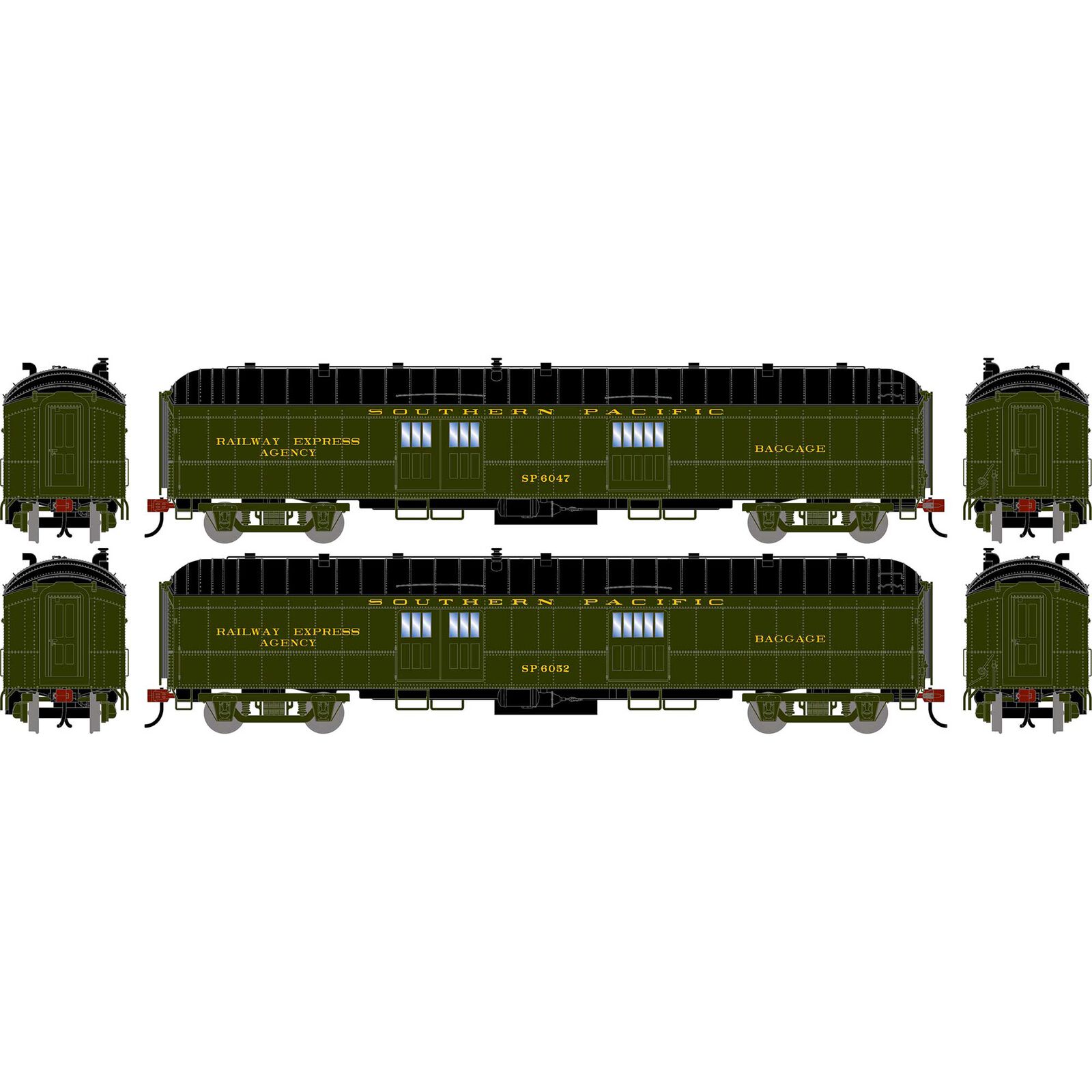 HO ATH 60' Pullman Common Standard Baggage Car, SP #6047/6052 (2)