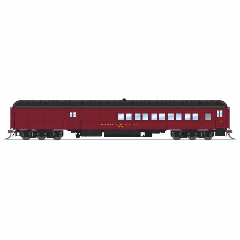 HO B&M Baggage-Combine Car #3608, Maroon Scheme