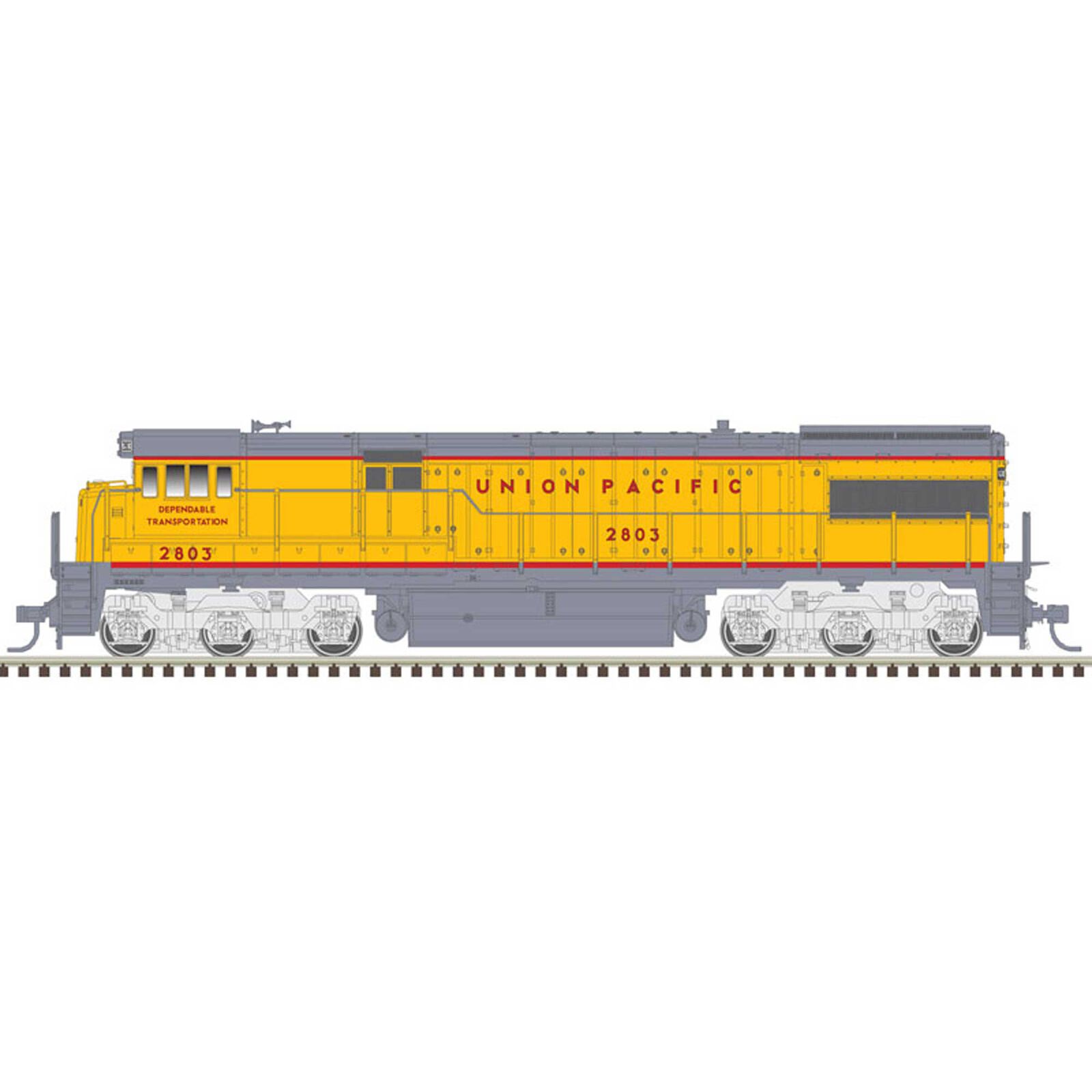 HO U28C CG Silver Union Pacific 2800, Yellow/Red/Gray