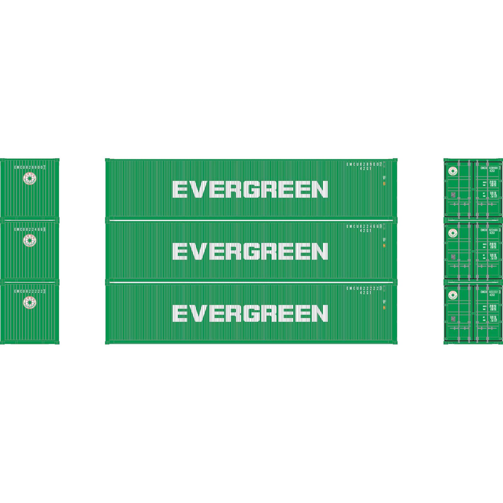 HO ATH 40' Corrugated Low-Cube Container, EMCU #822222 3/822466 9/828900 7 (3)