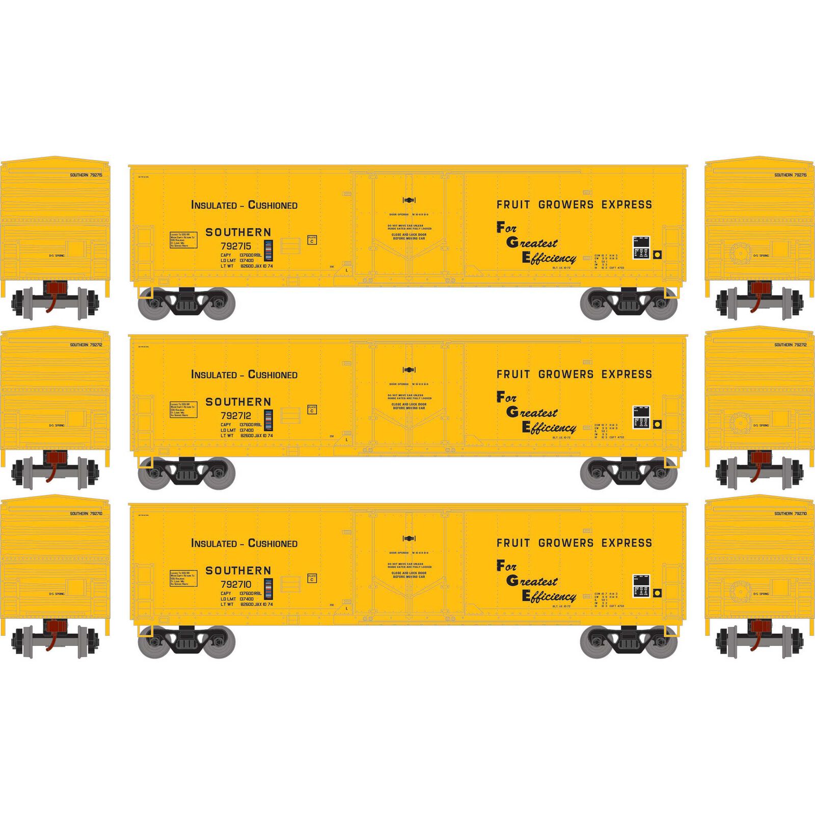 HO 50' Youngstown Plug Door Box Car, SOU #792710/792712/792715 (3)