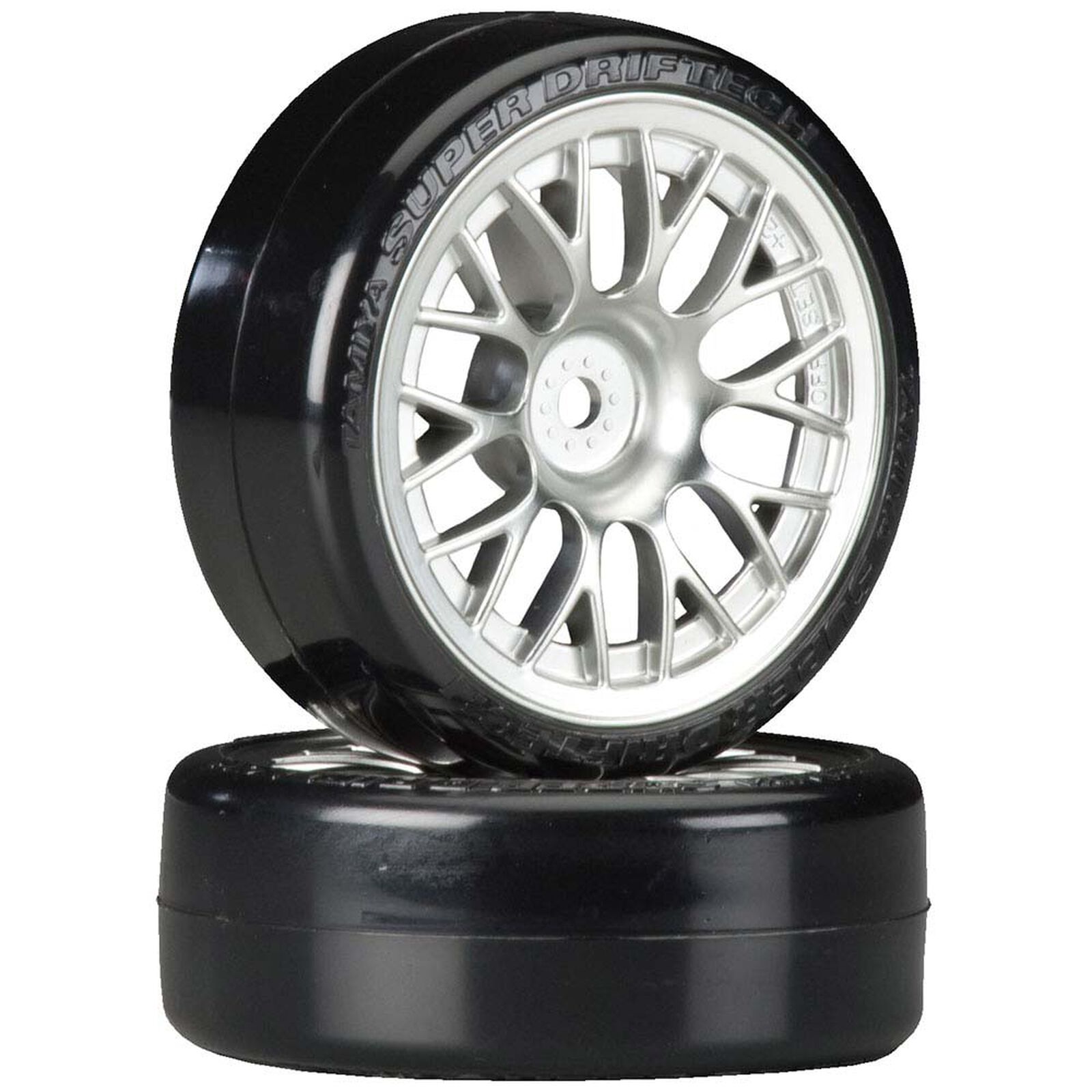 Metal Plated Mesh Wheels with Mounted Super Drift Tech Tires, 24mm (2)
