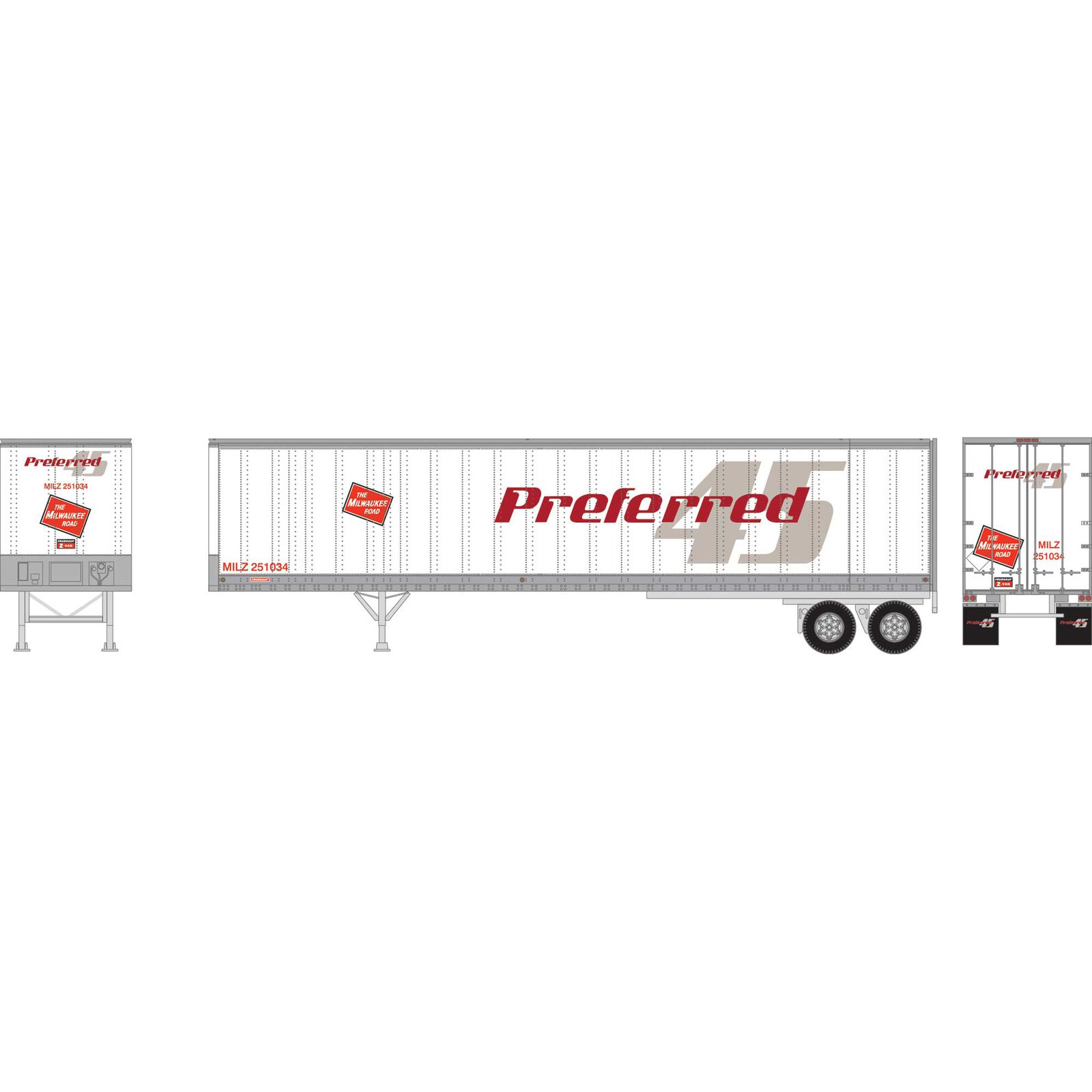 HO RTR 45' Fruehauf Trailer,MILW/Preferred #251034