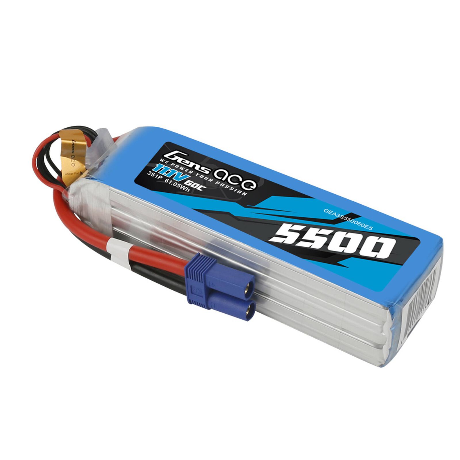 11.1V 5500mAh 3S 60C LiPo Battery: EC5