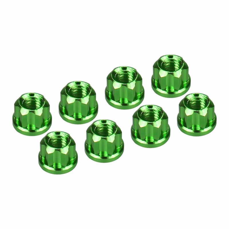 Hot Racing Aluminum M2 Flange Wheel Nuts, 1/30 Axial SCX30, Green