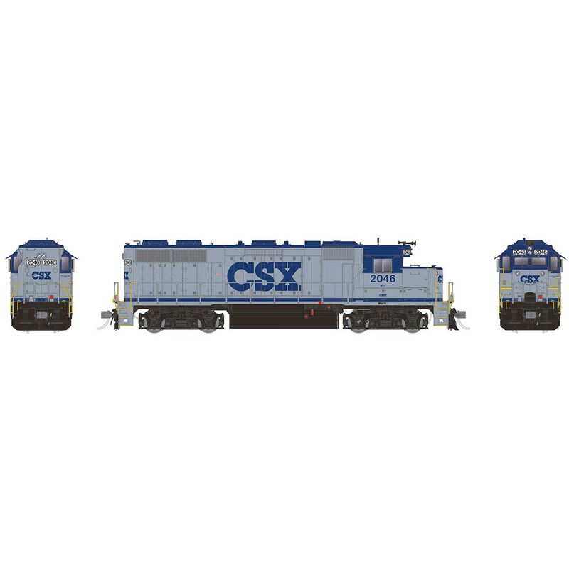 HO EMD GP38 DC Locomotive CSX Grey, Blue #2046