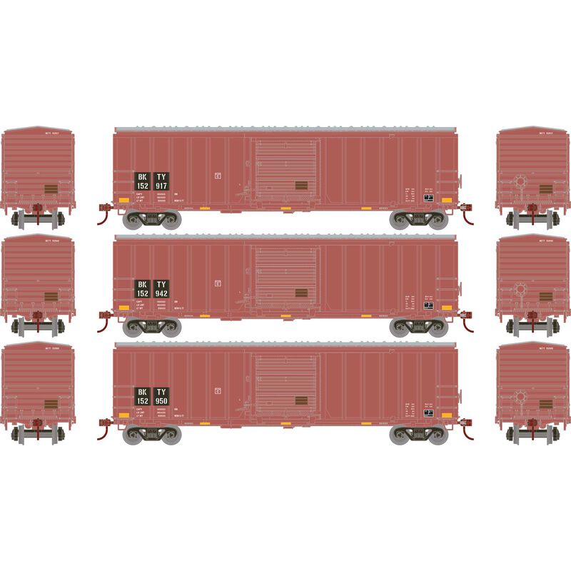 HO 50' ACF Outer Post Box Car, BKTY #152917 / 152942 / 152950 (3)