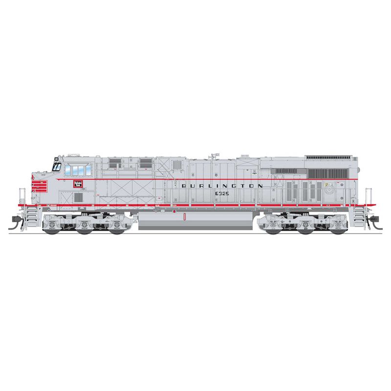 HO GE ES44AC Locomotive, CBQ #6325 Aluminum/Red Fantasy Paint