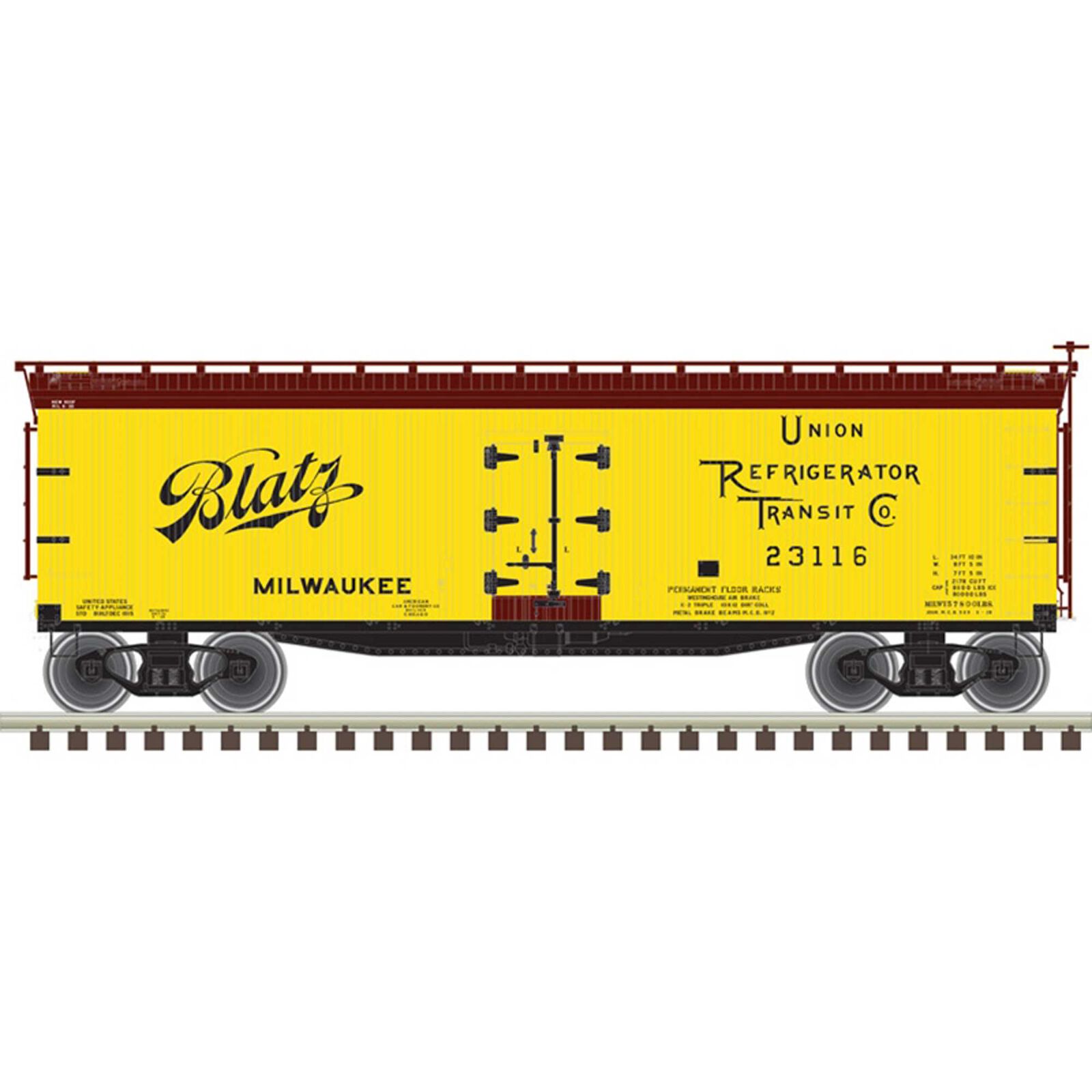 HO 40' Wood Reefer Blatz 23116, Yellow/Black