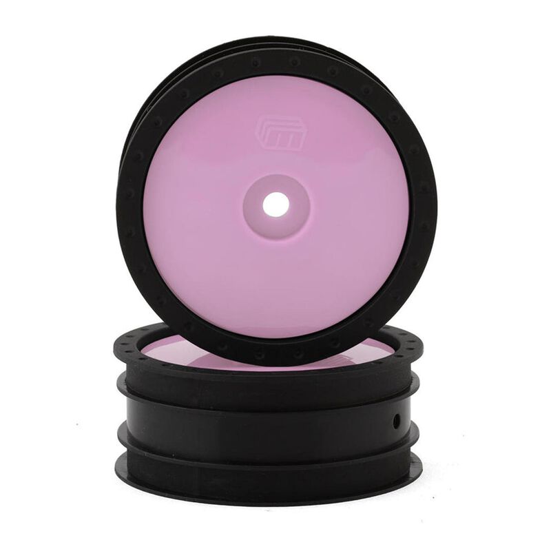 Whitz Racing 1/10 Whiplash 2.2" Front Sprint Car Wheels with Wheel Covers, Pink (2)