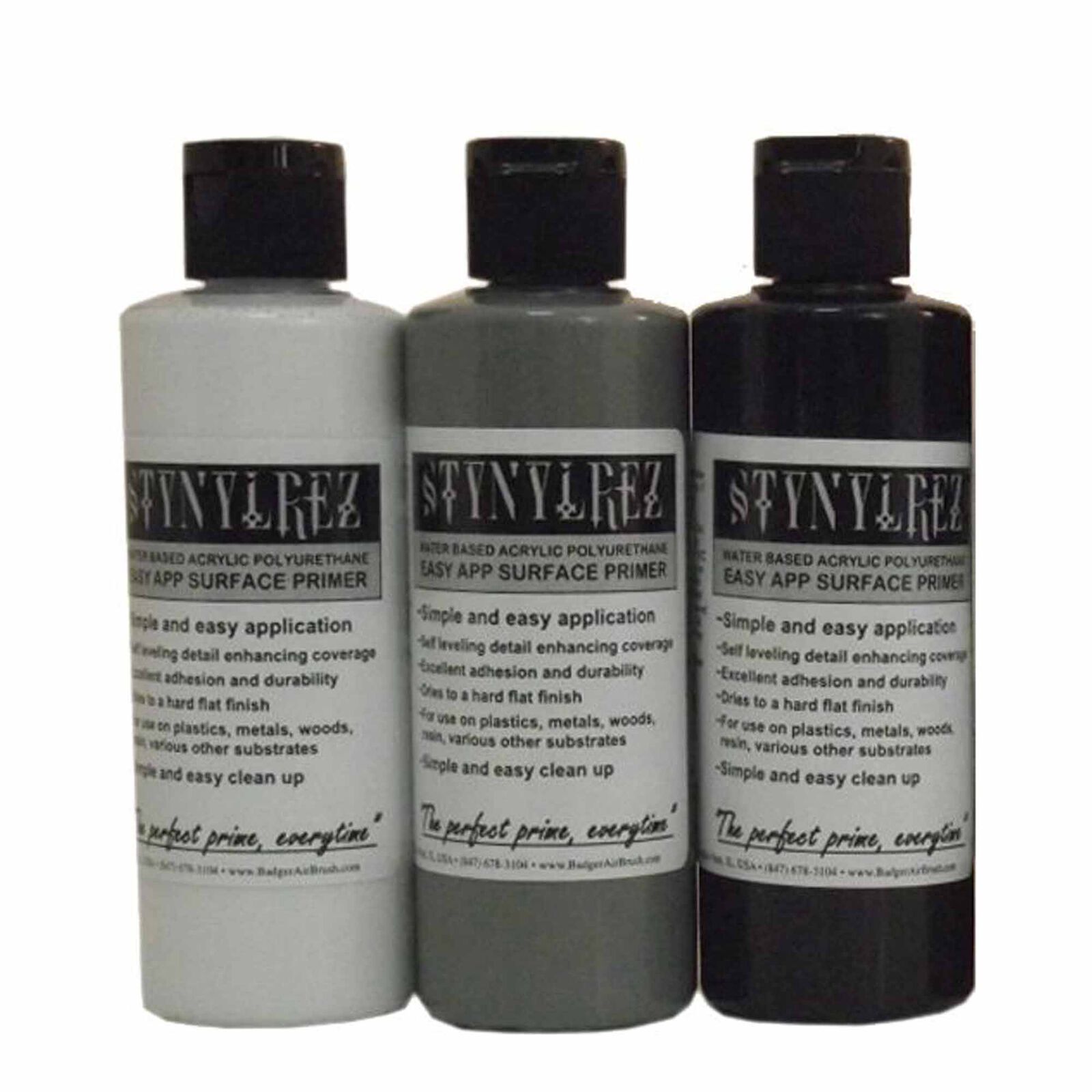 3 Tone Pack 4oz./118ml White, Gray, Black