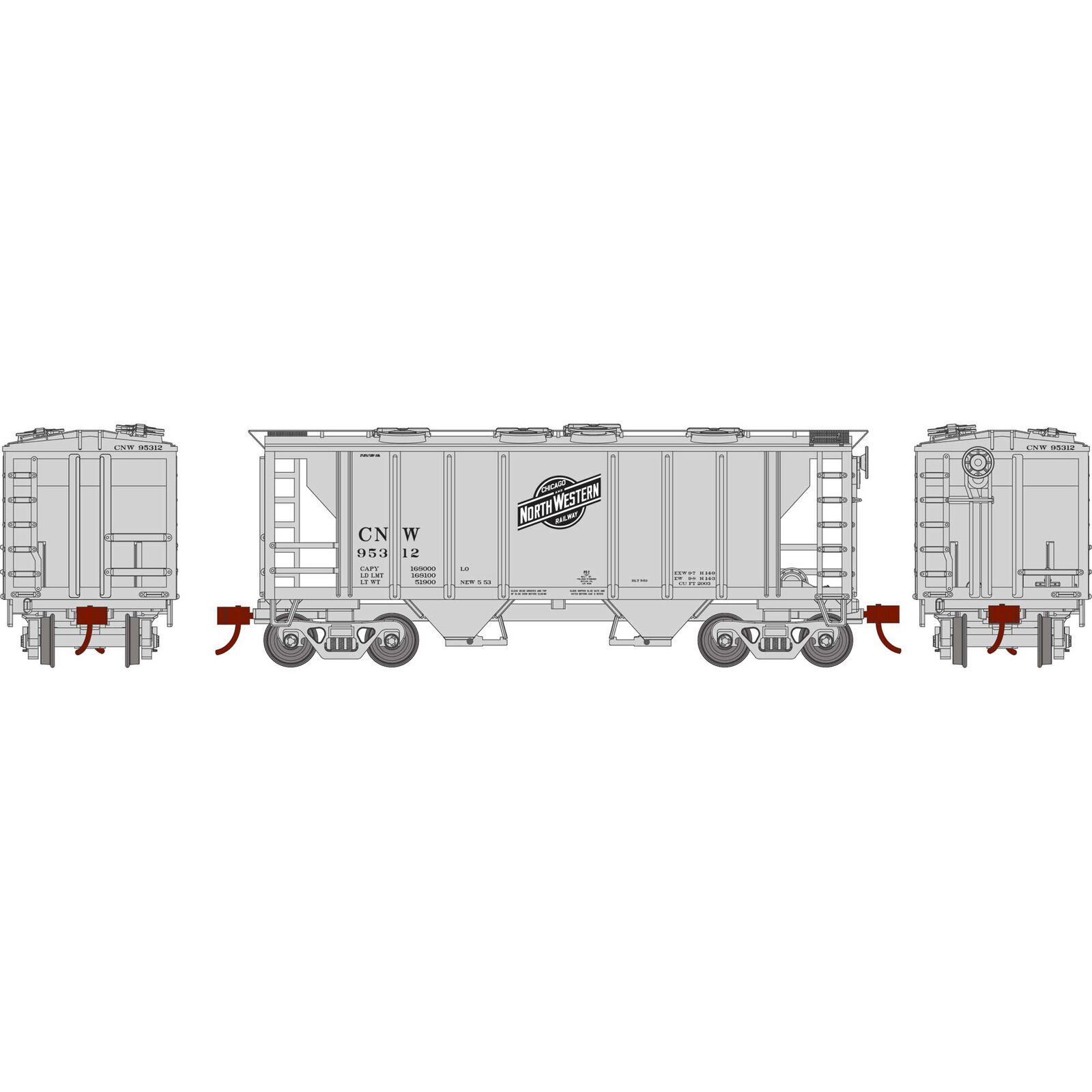 HO PS-2 2003 2-Bay Covered Hopper C&NW #95312