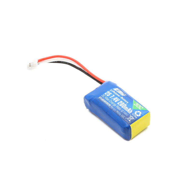 7.4V 280mAh 2S 30C LiPo Battery: PH