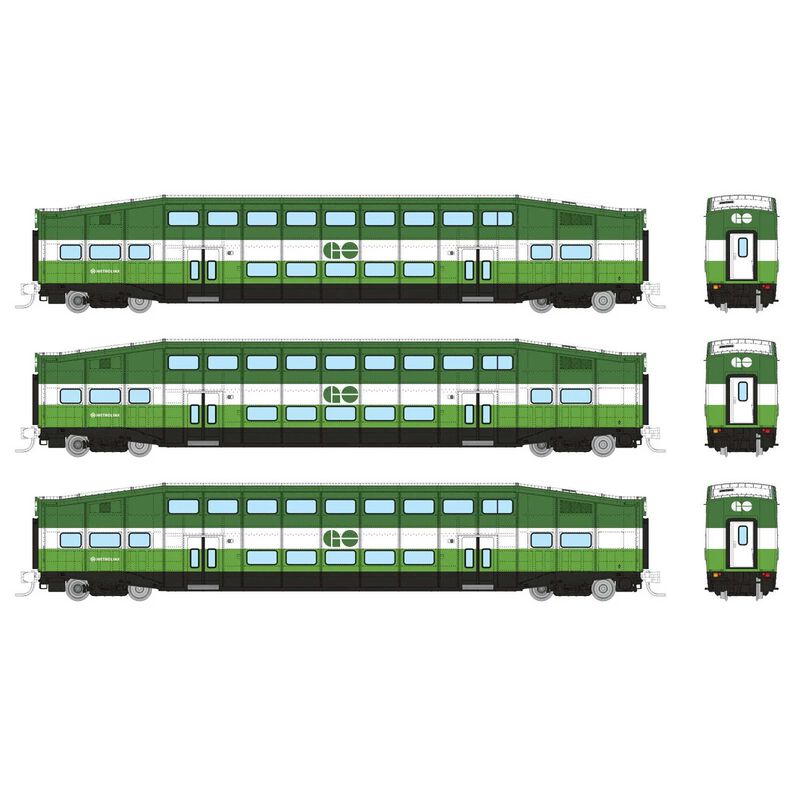 N Bilevel Commuter Car: GO/Metrolinx: Set #3 (Coaches: 2002 2065 2079)