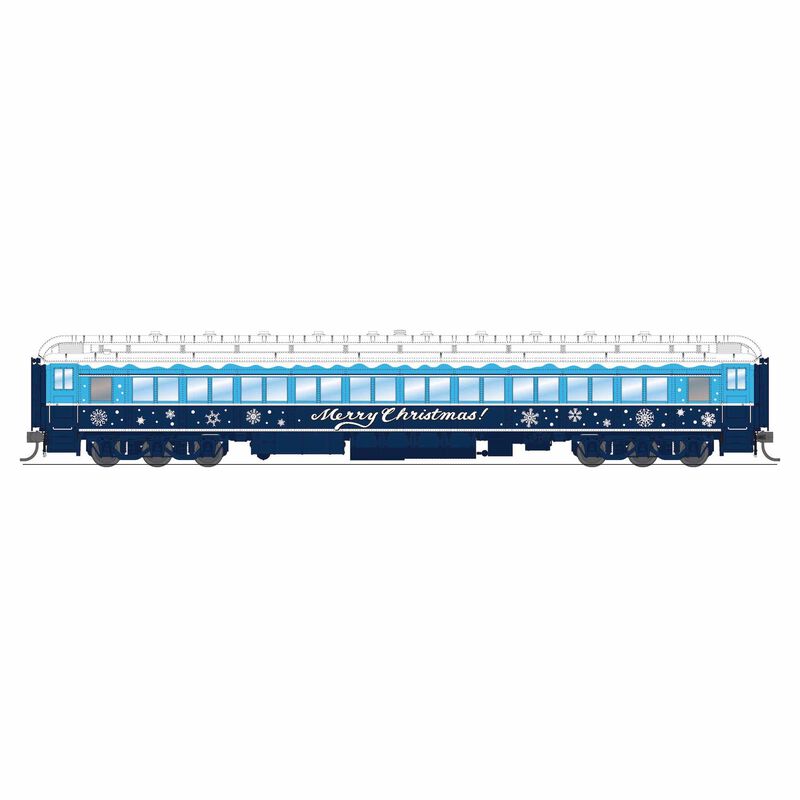 HO Blue & White Holiday-themed Passenger Coach