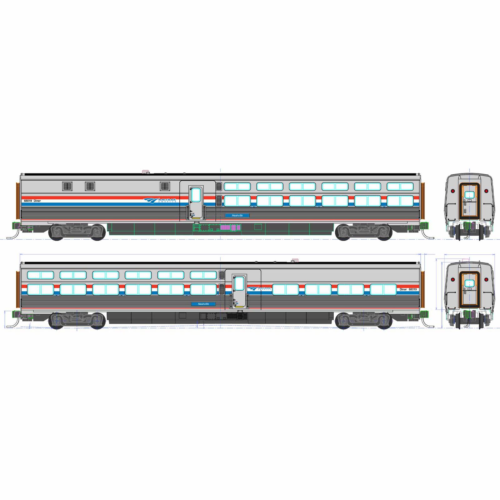 HO Amtrak Viewliner II Diner Phase III #68012 Harrisburg