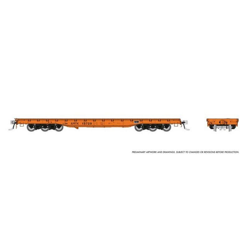 HO Magor 54ft Flatcar: Amtrak - Orange: 3-Pack