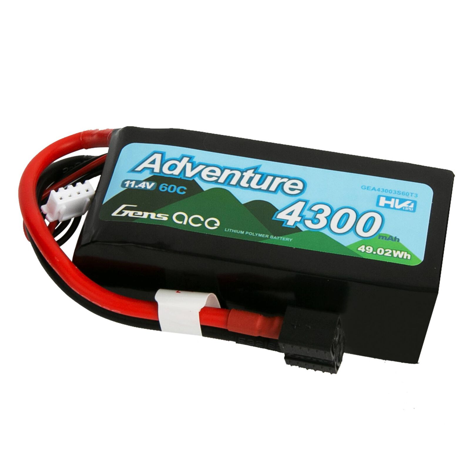 11.4V 4300mAh 3S 60C LiHV Battery: Deans/ XT60