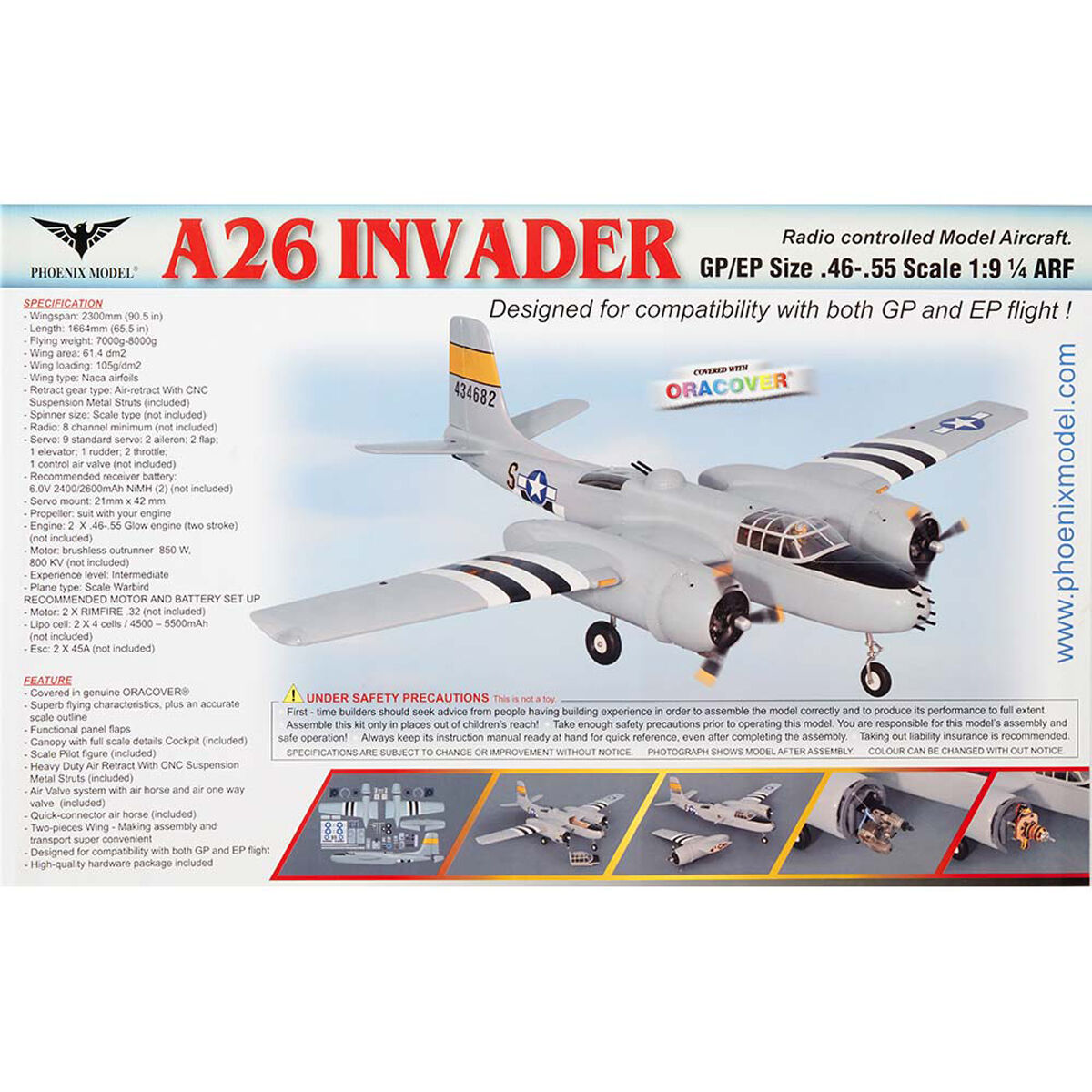Phoenix Model 1:9 1/4 A-26 Invader Twin GP EP ARF 90.5