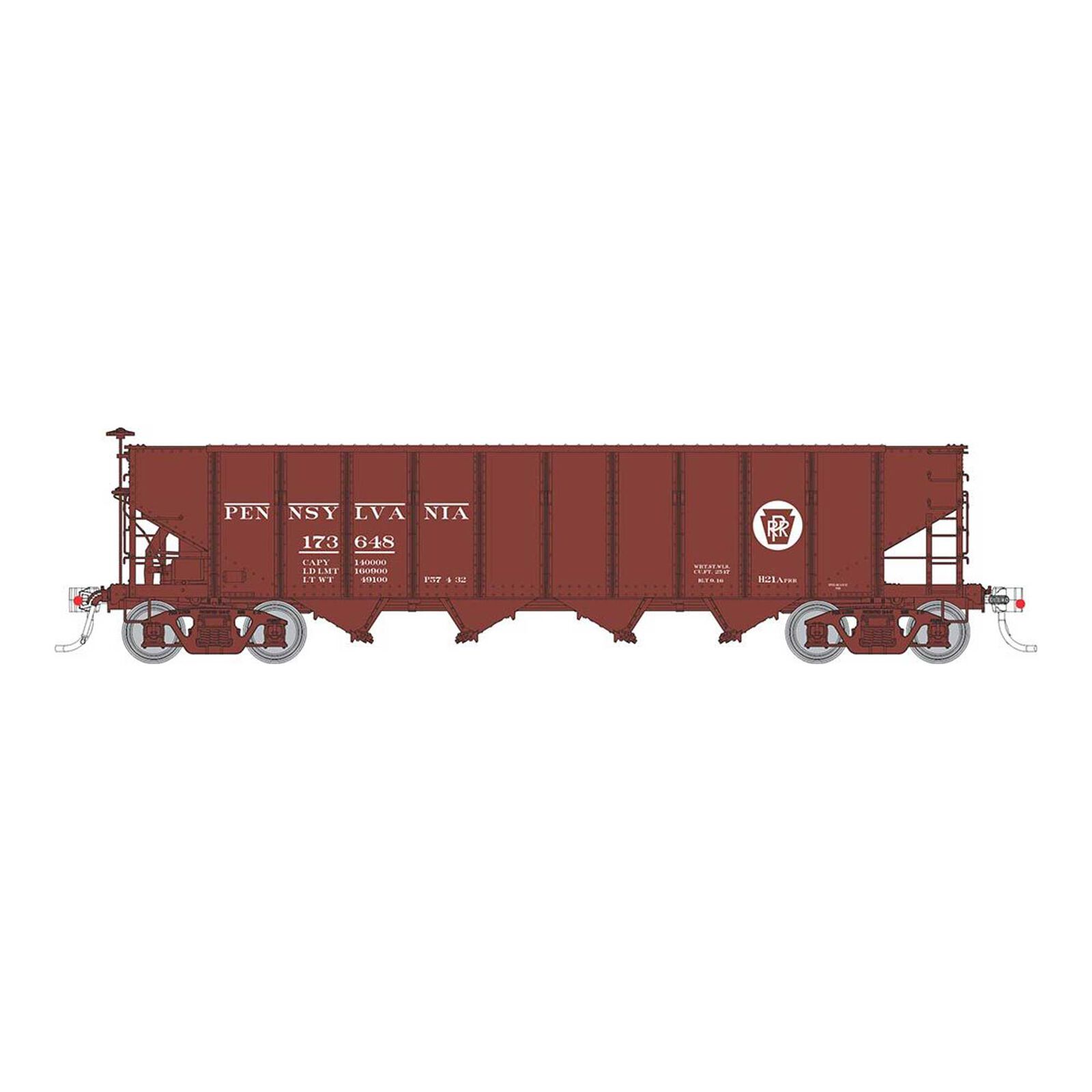 HO H21A 4-Bay Hopper: PRR - Red, Circle Keystone (6)