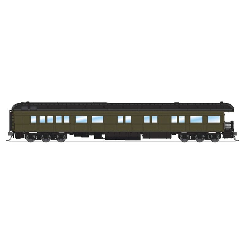 HO Scale Unlettered Business Car, Pullman Green w/ Clerestory Roof